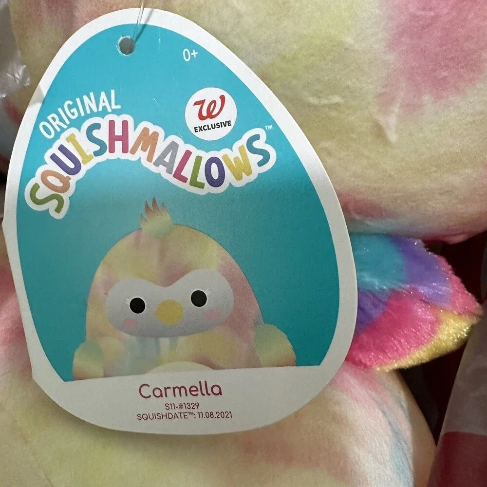 NWT Squishmallows Carmella Toucan Tie-Dye Rainbow Stuffed Animal Bird 1329